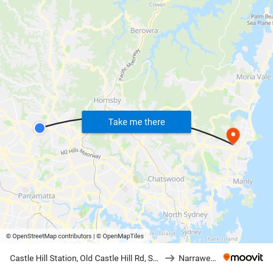 Castle Hill Station, Old Castle Hill Rd, Stand E to Narraweena map