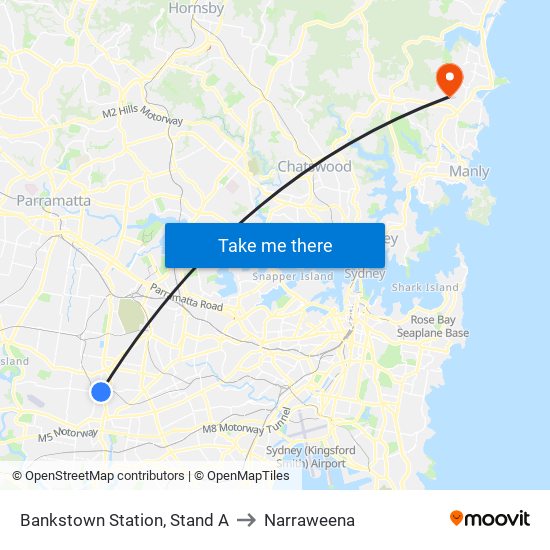 Bankstown Station, Stand A to Narraweena map