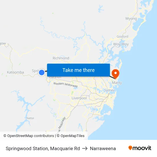 Springwood Station, Macquarie Rd to Narraweena map