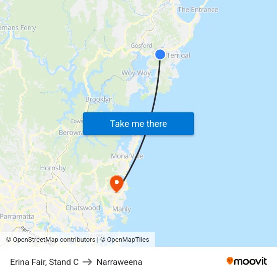 Erina Fair, Stand C to Narraweena map