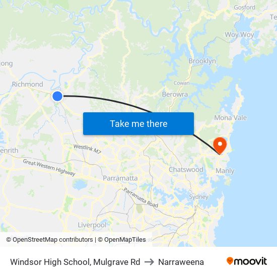 Windsor High School, Mulgrave Rd to Narraweena map