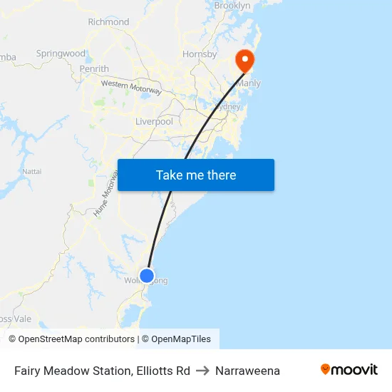 Fairy Meadow Station, Elliotts Rd to Narraweena map