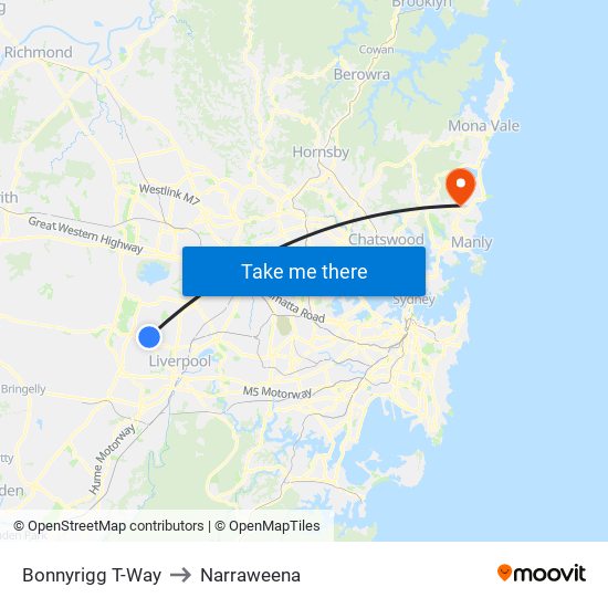 Bonnyrigg T-Way to Narraweena map