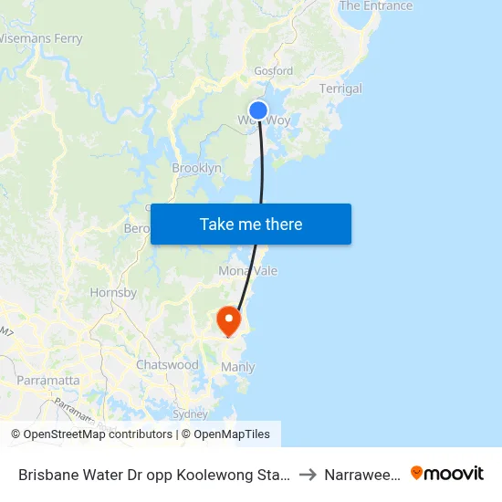 Brisbane Water Dr opp Koolewong Station to Narraweena map