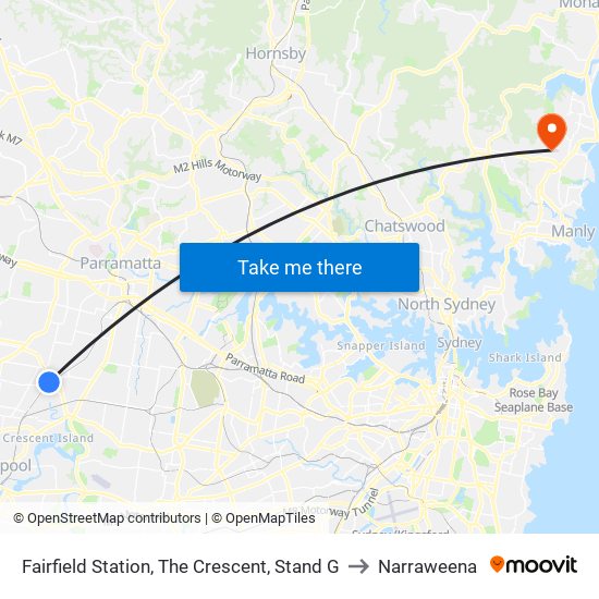 Fairfield Station, The Crescent, Stand G to Narraweena map