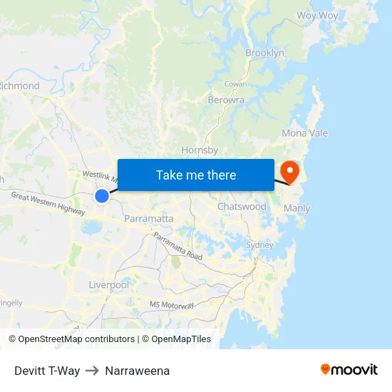 Devitt T-Way to Narraweena map