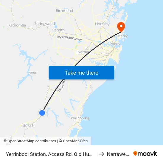 Yerrinbool Station, Access Rd, Old Hume Hwy to Narraweena map