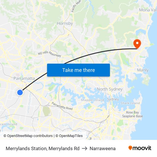 Merrylands Station, Merrylands Rd to Narraweena map