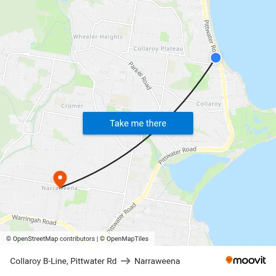 Collaroy B-Line, Pittwater Rd to Narraweena map
