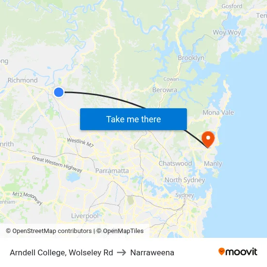 Arndell College, Wolseley Rd to Narraweena map