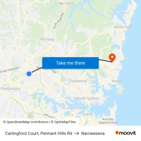 Carlingford Court, Pennant Hills Rd to Narraweena map