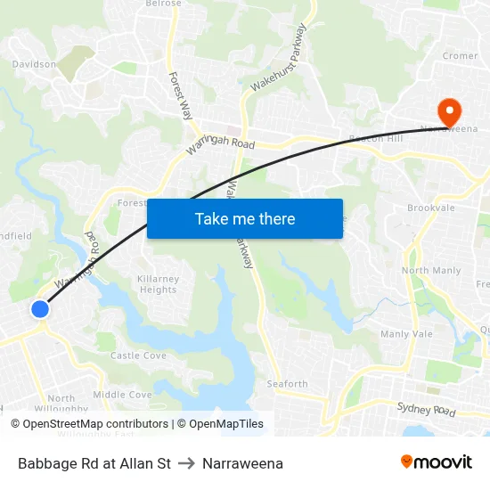 Babbage Rd at Allan St to Narraweena map