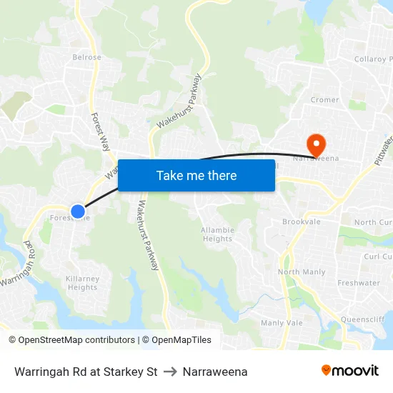 Warringah Rd at Starkey St to Narraweena map