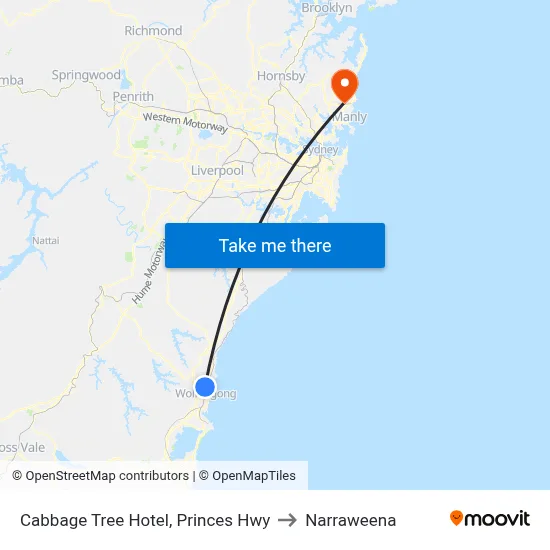 Cabbage Tree Hotel, Princes Hwy to Narraweena map