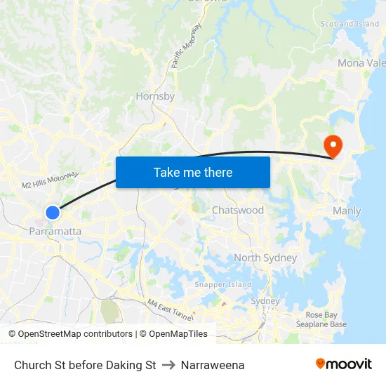 Church St before Daking St to Narraweena map
