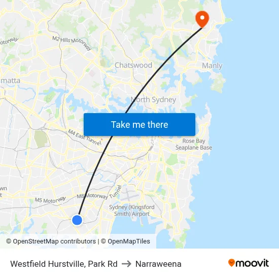 Westfield Hurstville, Park Rd to Narraweena map