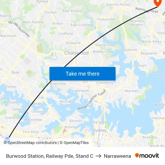 Burwood Station, Railway Pde, Stand C to Narraweena map