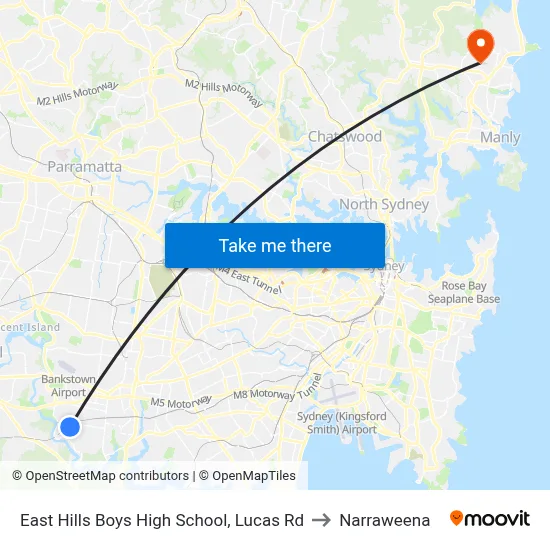 East Hills Boys High School, Lucas Rd to Narraweena map