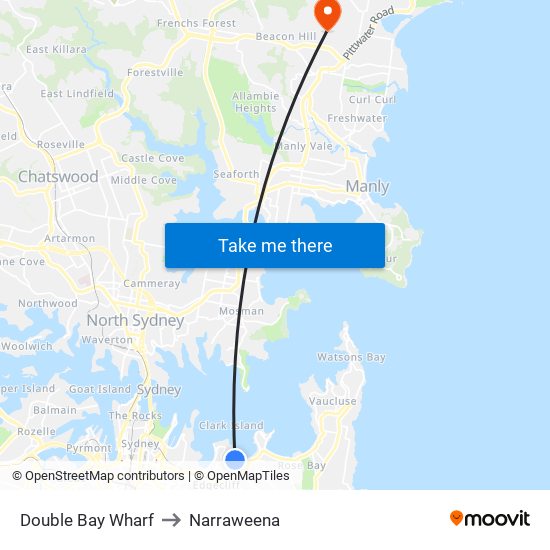 Double Bay Wharf to Narraweena map