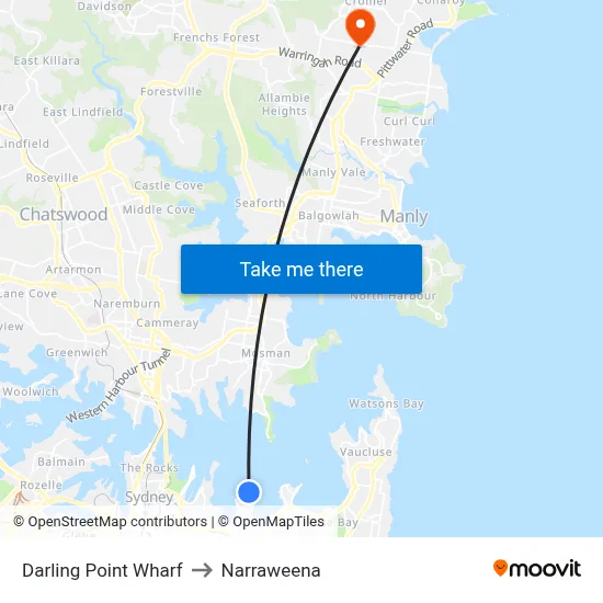 Darling Point Wharf to Narraweena map