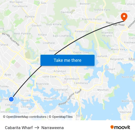 Cabarita Wharf to Narraweena map