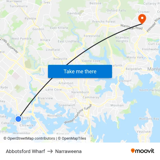 Abbotsford Wharf to Narraweena map