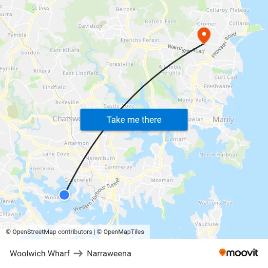 Woolwich Wharf to Narraweena map
