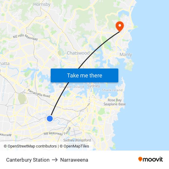 Canterbury Station to Narraweena map