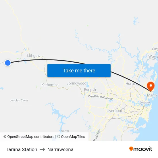 Tarana Station to Narraweena map