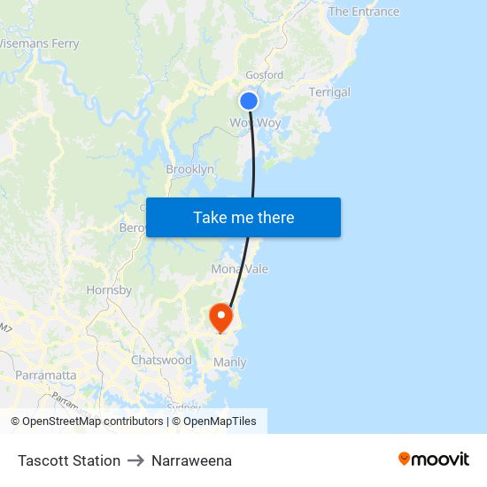 Tascott Station to Narraweena map