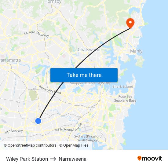 Wiley Park Station to Narraweena map