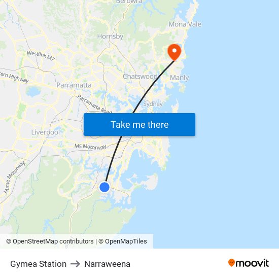 Gymea Station to Narraweena map