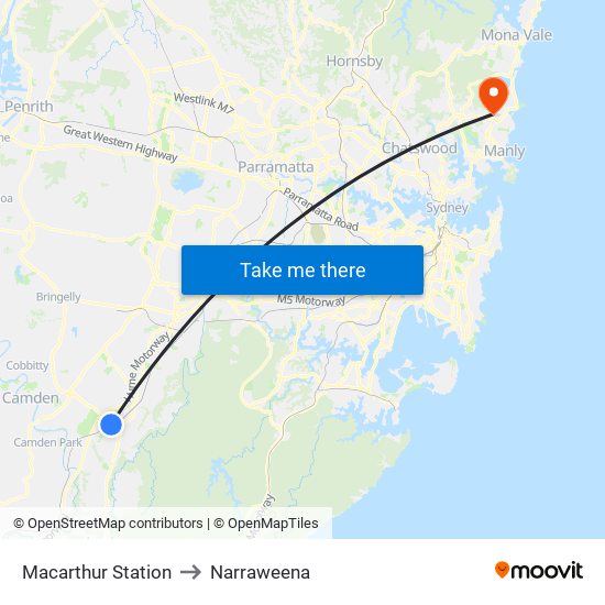 Macarthur Station to Narraweena map