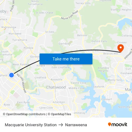 Macquarie University Station to Narraweena map