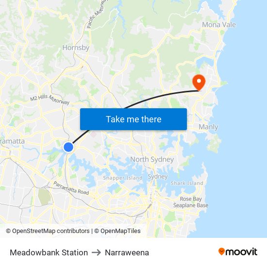 Meadowbank Station to Narraweena map