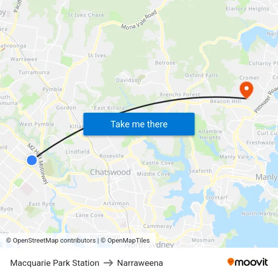 Macquarie Park Station to Narraweena map