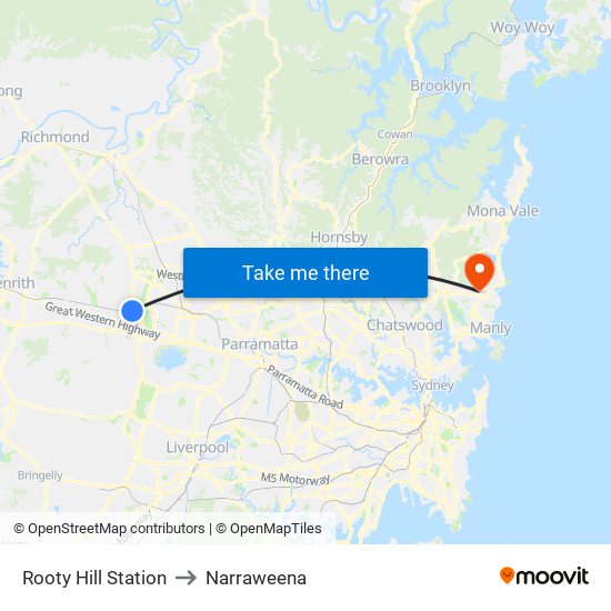 Rooty Hill Station to Narraweena map