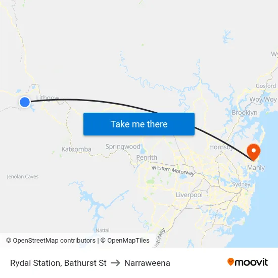 Rydal Station, Bathurst St to Narraweena map