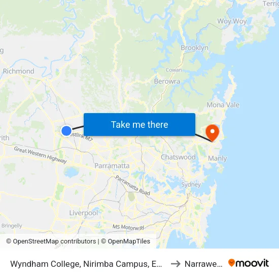 Wyndham College, Nirimba Campus, Eastern Rd to Narraweena map