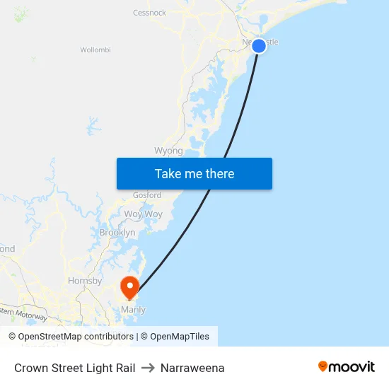 Crown Street Light Rail to Narraweena map