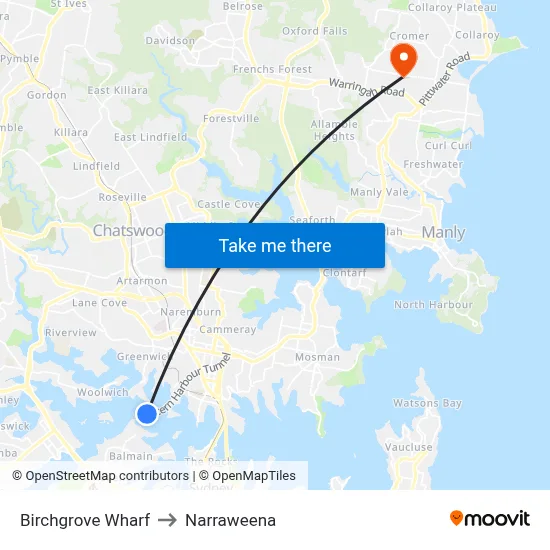 Birchgrove Wharf to Narraweena map