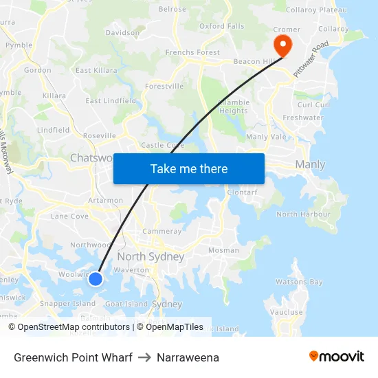 Greenwich Point Wharf to Narraweena map