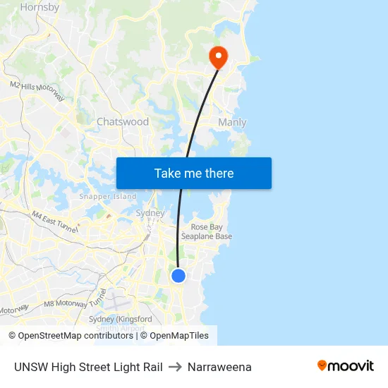UNSW High Street Light Rail to Narraweena map
