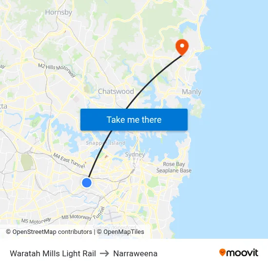 Waratah Mills Light Rail to Narraweena map