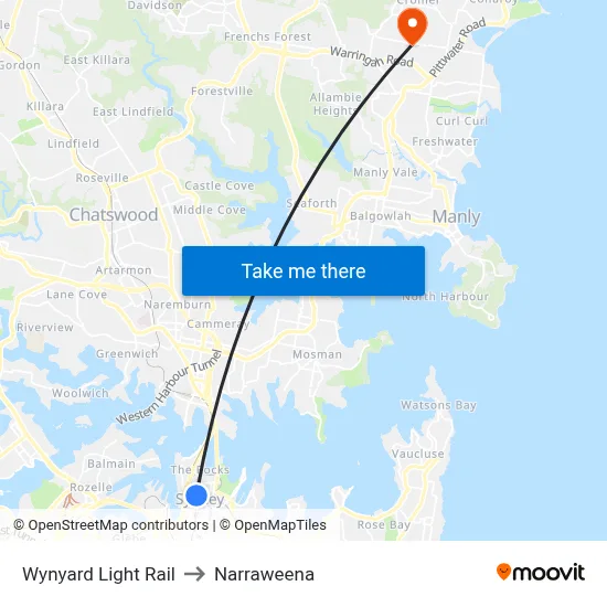 Wynyard Light Rail to Narraweena map