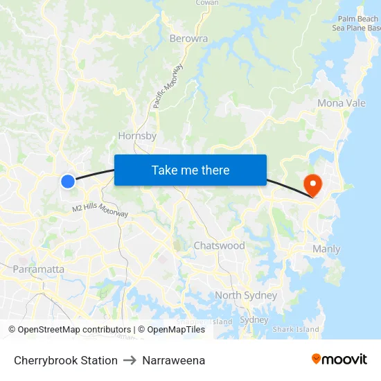 Cherrybrook Station to Narraweena map