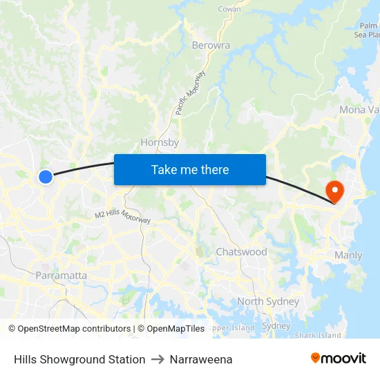 Hills Showground Station to Narraweena map