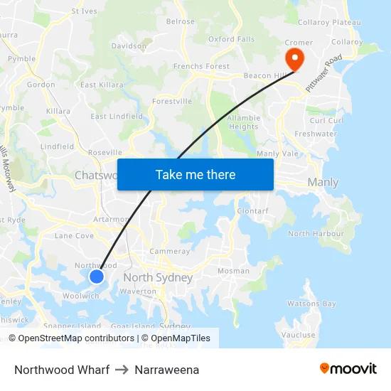 Northwood Wharf to Narraweena map