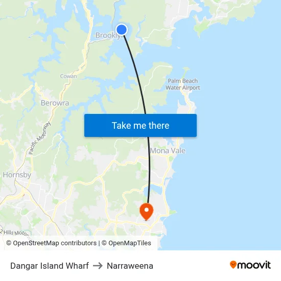 Dangar Island Wharf to Narraweena map