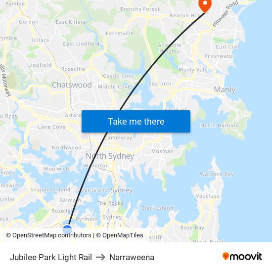 Jubilee Park Light Rail to Narraweena map